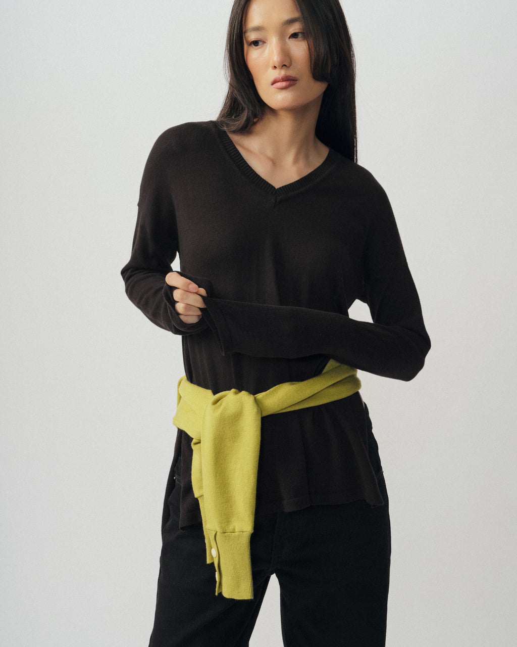 Dripping V-neck Knit Top