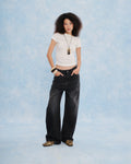 Stone Low-rise Wide Leg Jeans