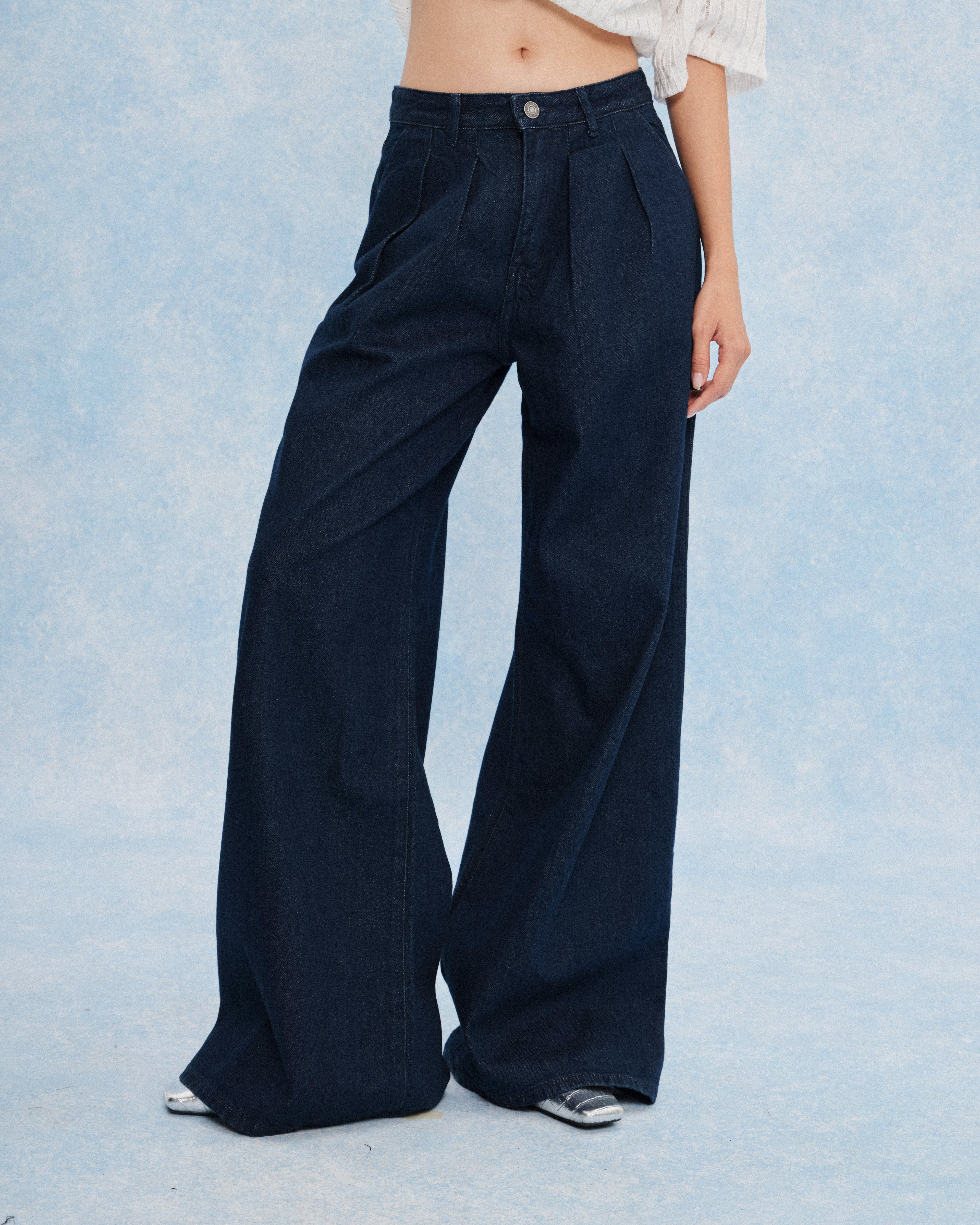 The Pleated Wide Leg Jeans