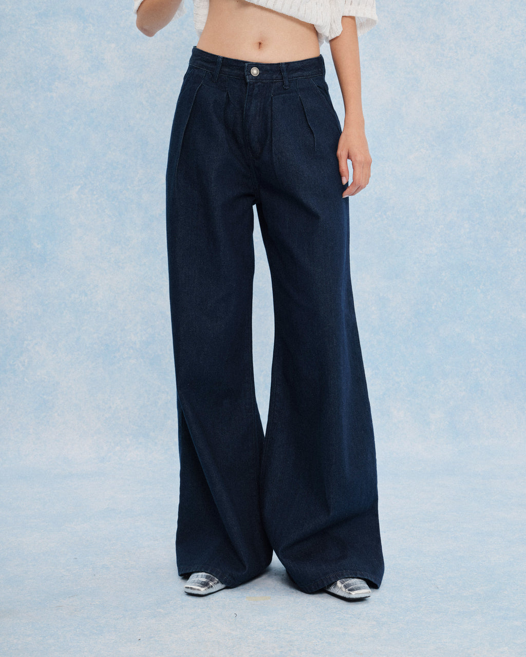 The Pleated Wide Leg Jeans