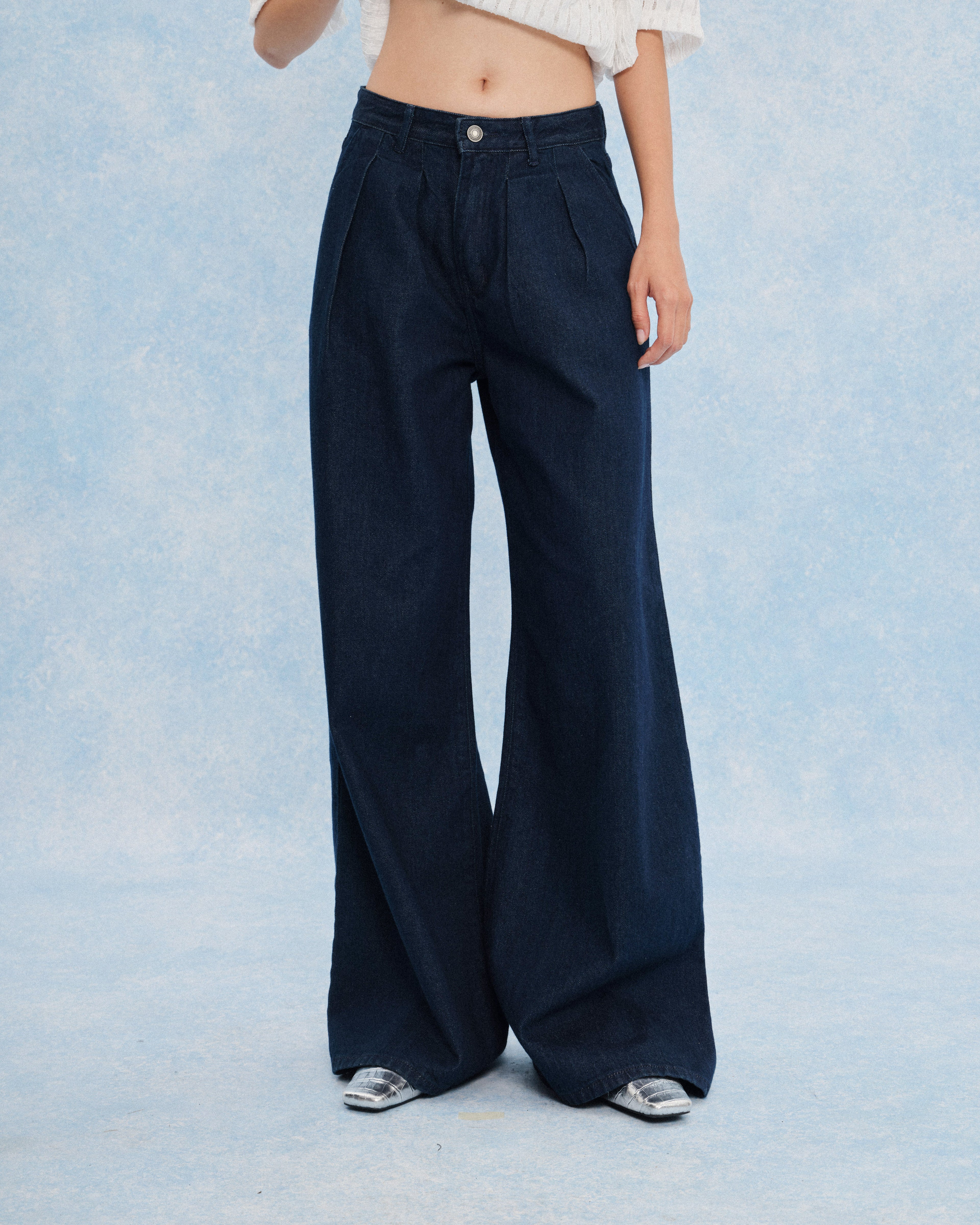 The Pleated Wide Leg Jeans