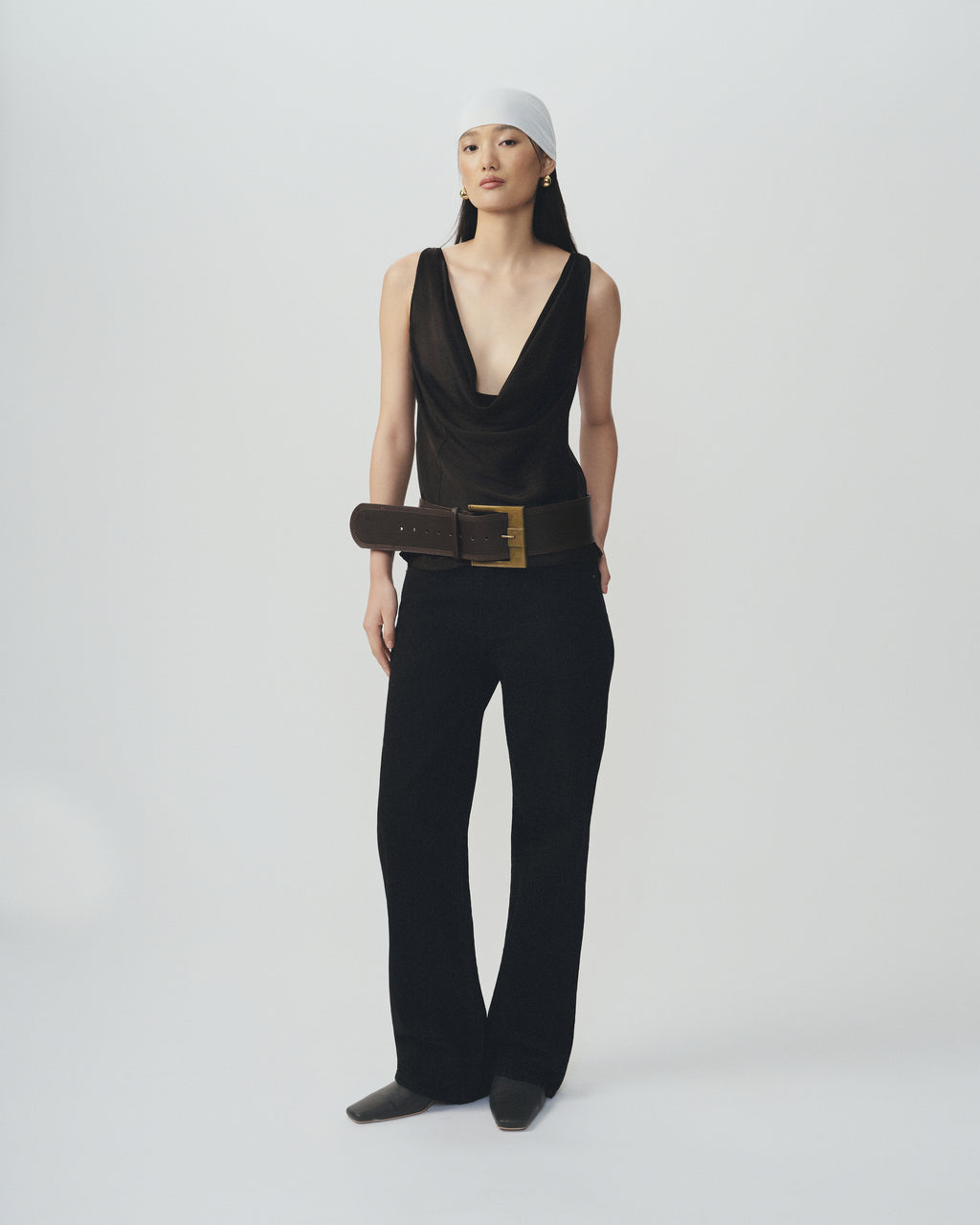 Noir Cowl Neck Satin Top