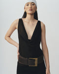 Noir Cowl Neck Satin Top