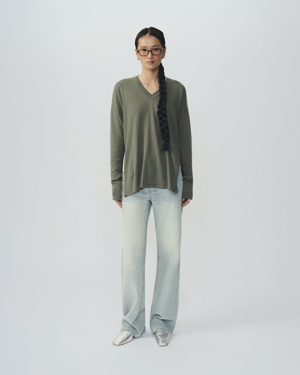Dripping V-neck Knit Top