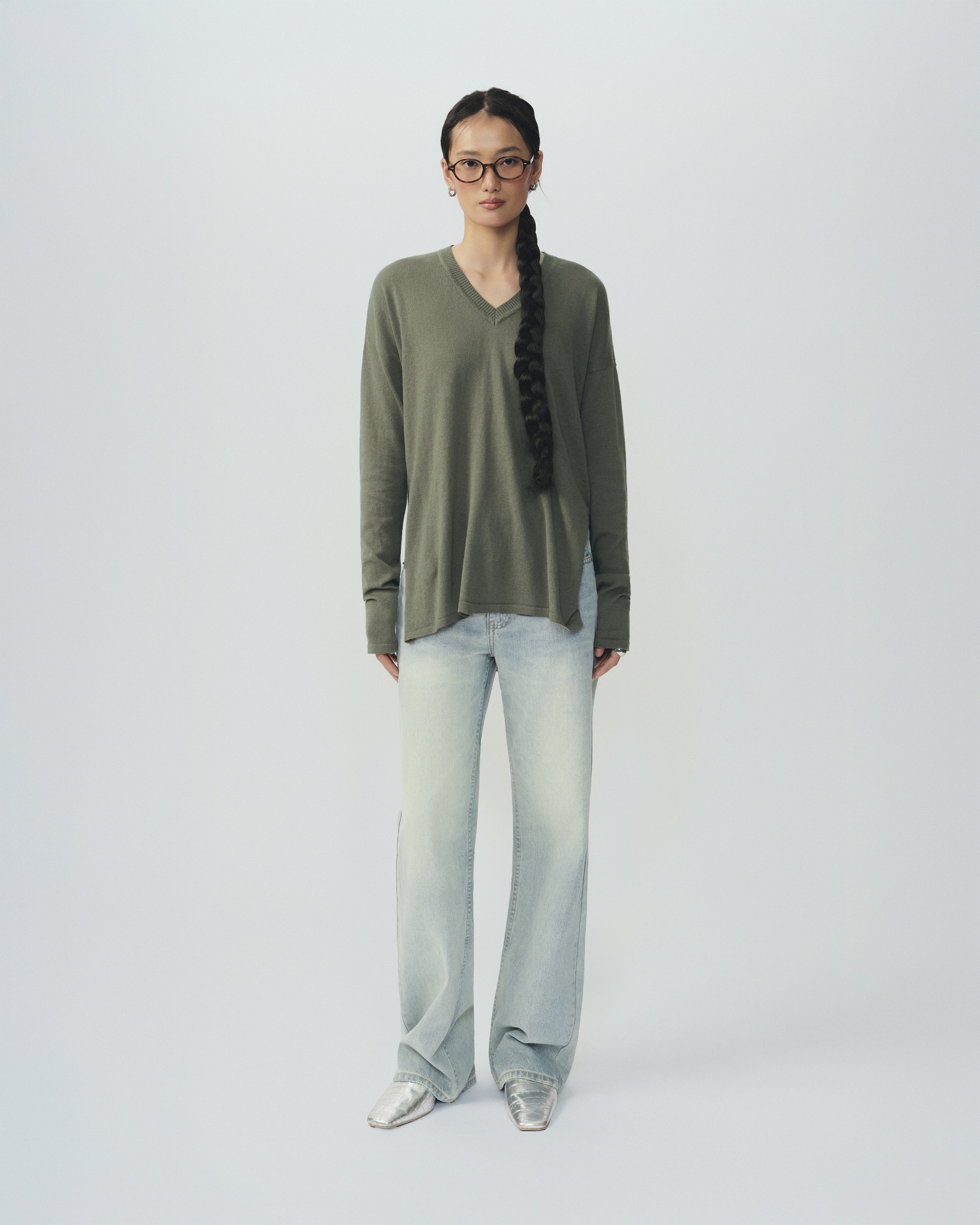 Dripping V-neck Knit Top
