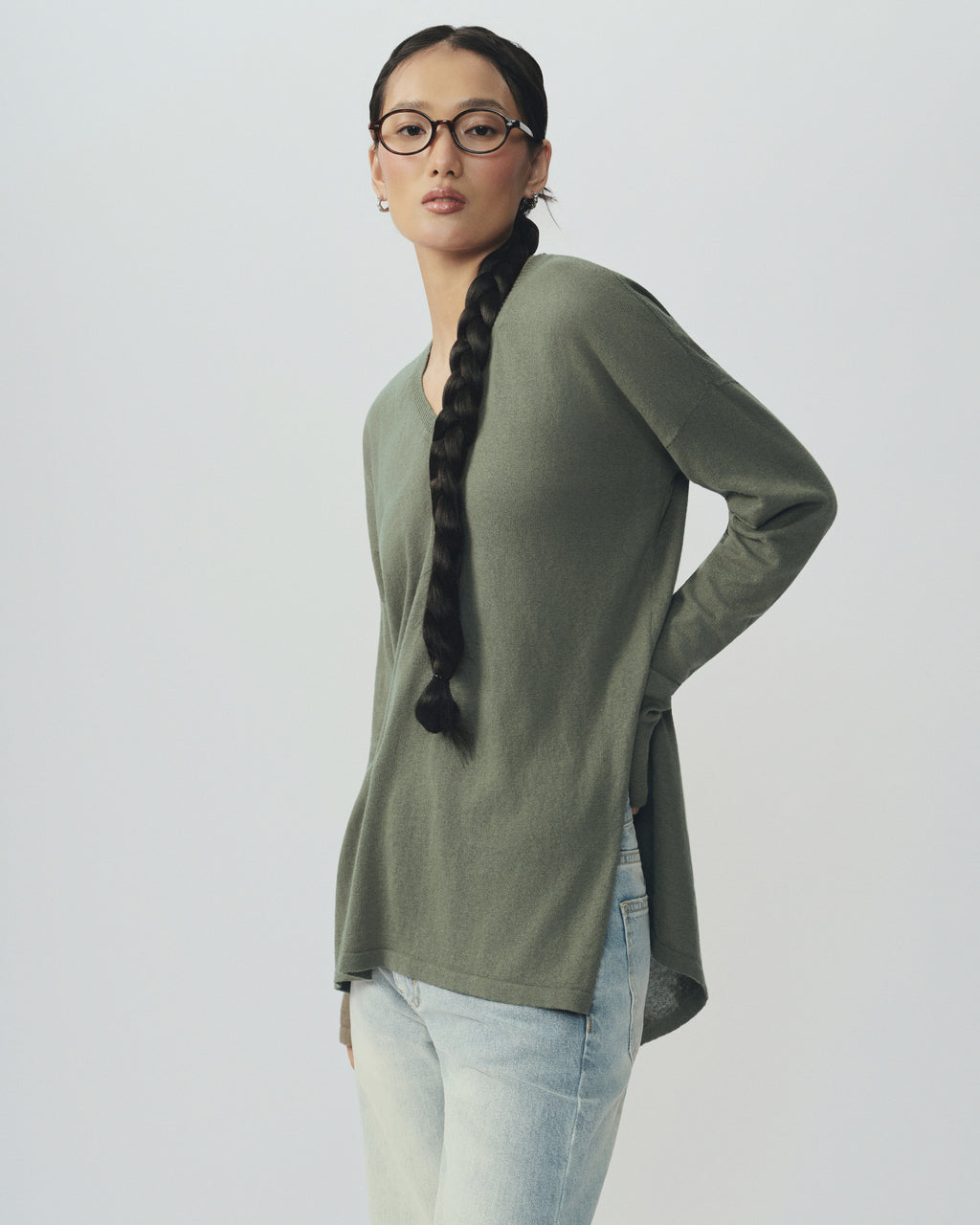 Dripping V-neck Knit Top