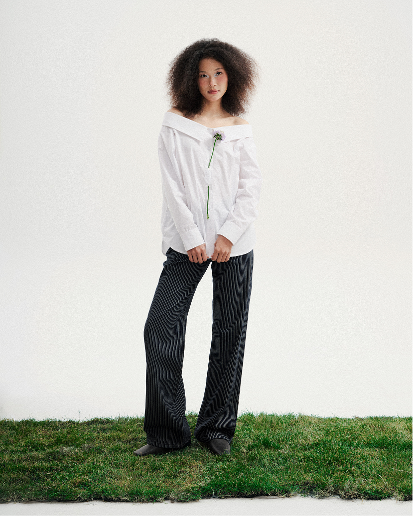 Low-rise Stripe Wide Leg Jeans