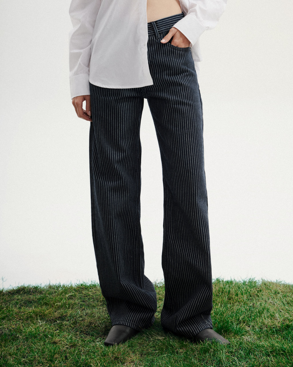 Low-rise Stripe Wide Leg Jeans
