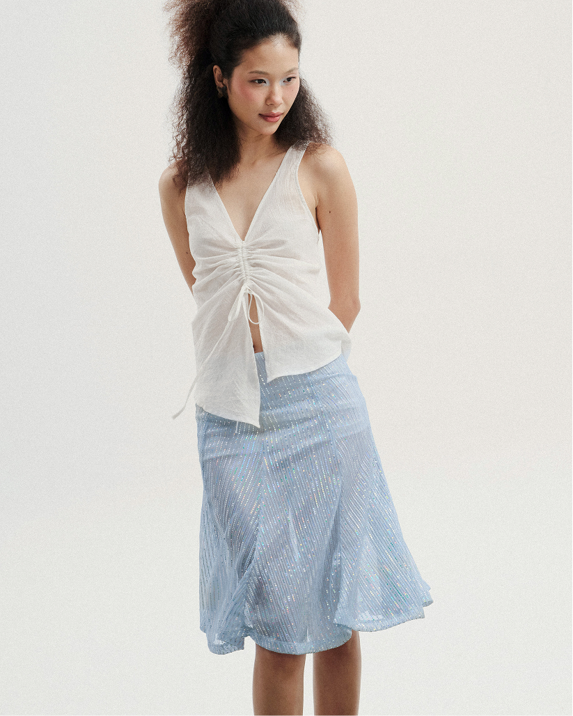 Light Sequins Midi Skirt