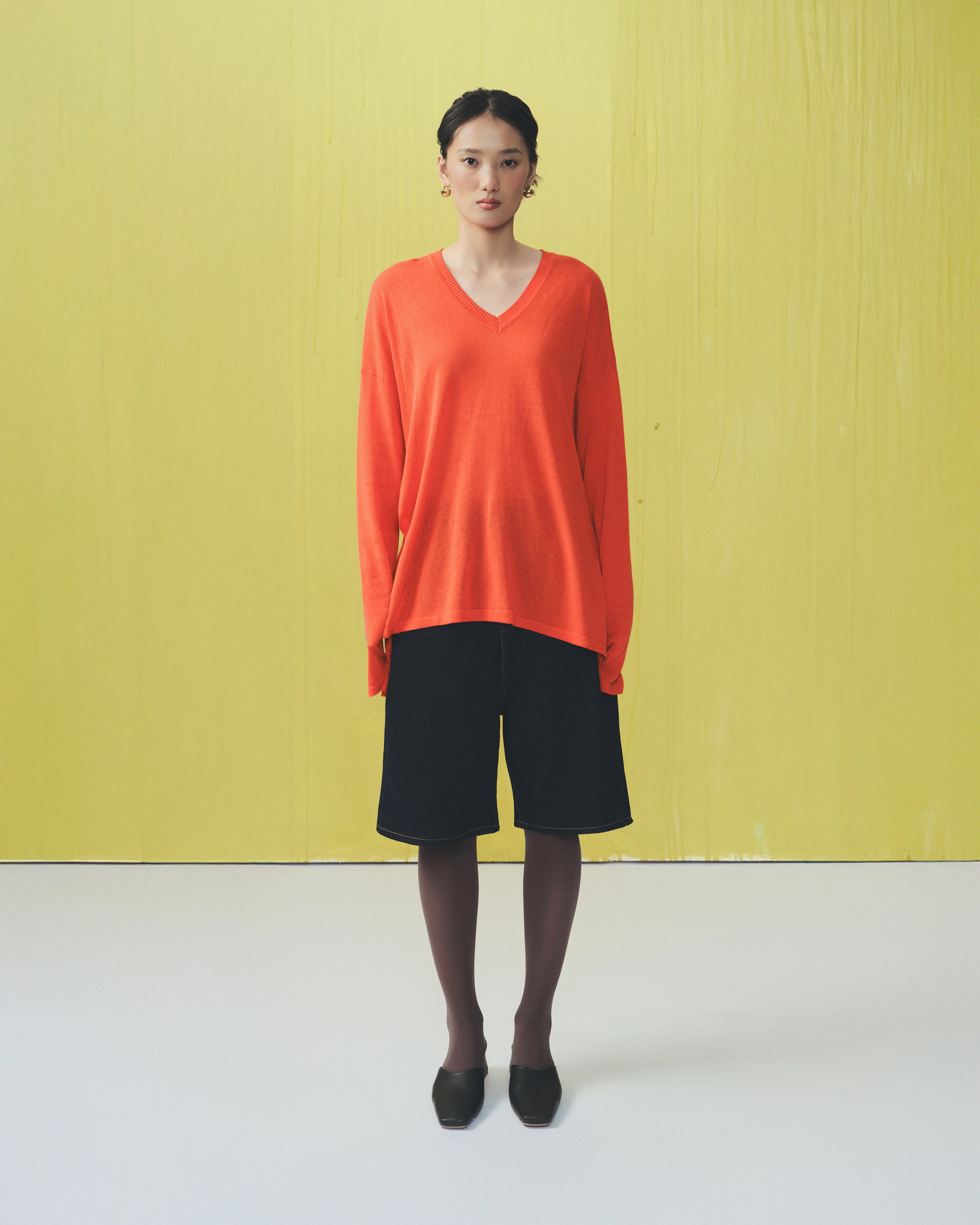 Dripping V-neck Knit Top