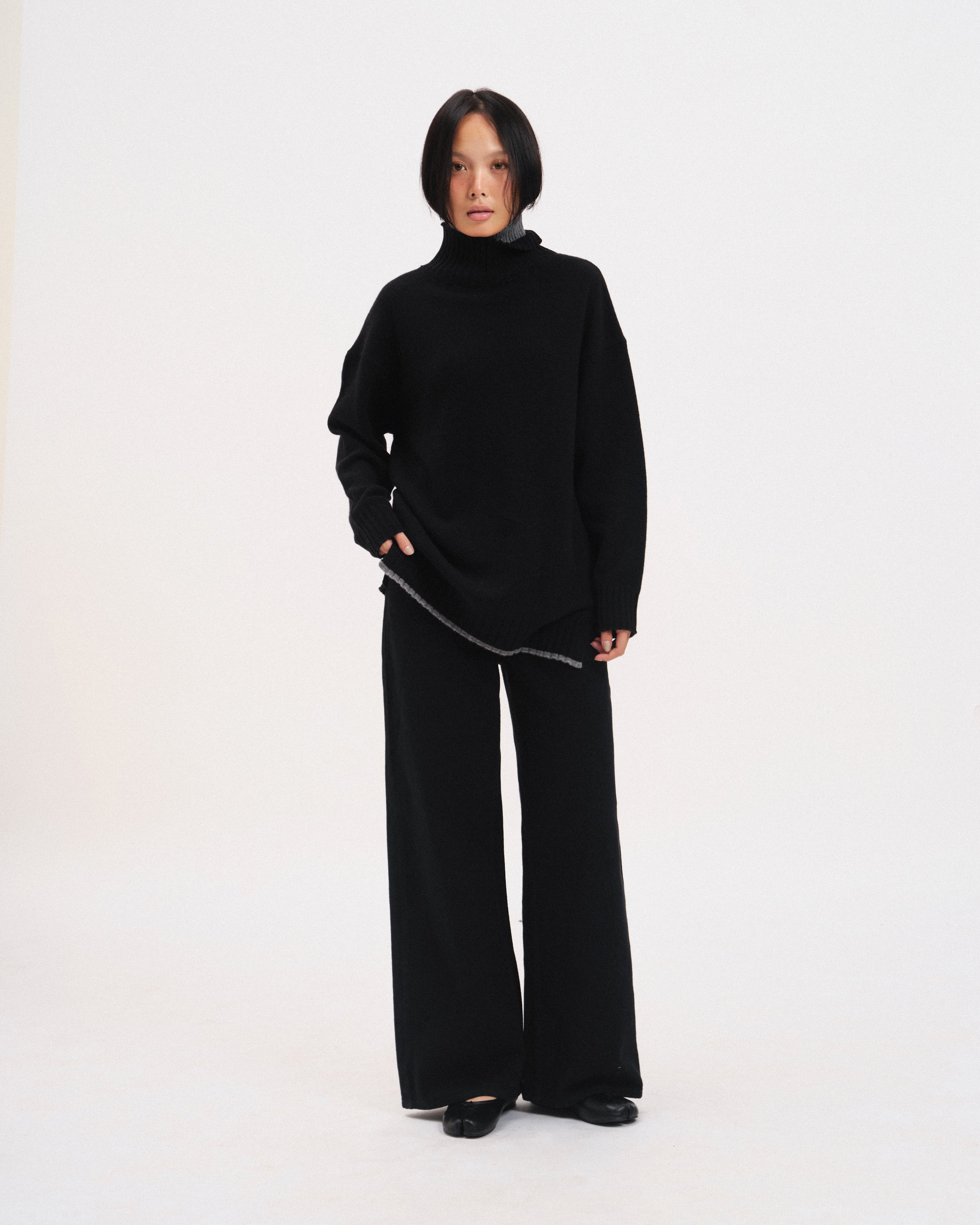 Rare Double-Turtle Neck Knit top