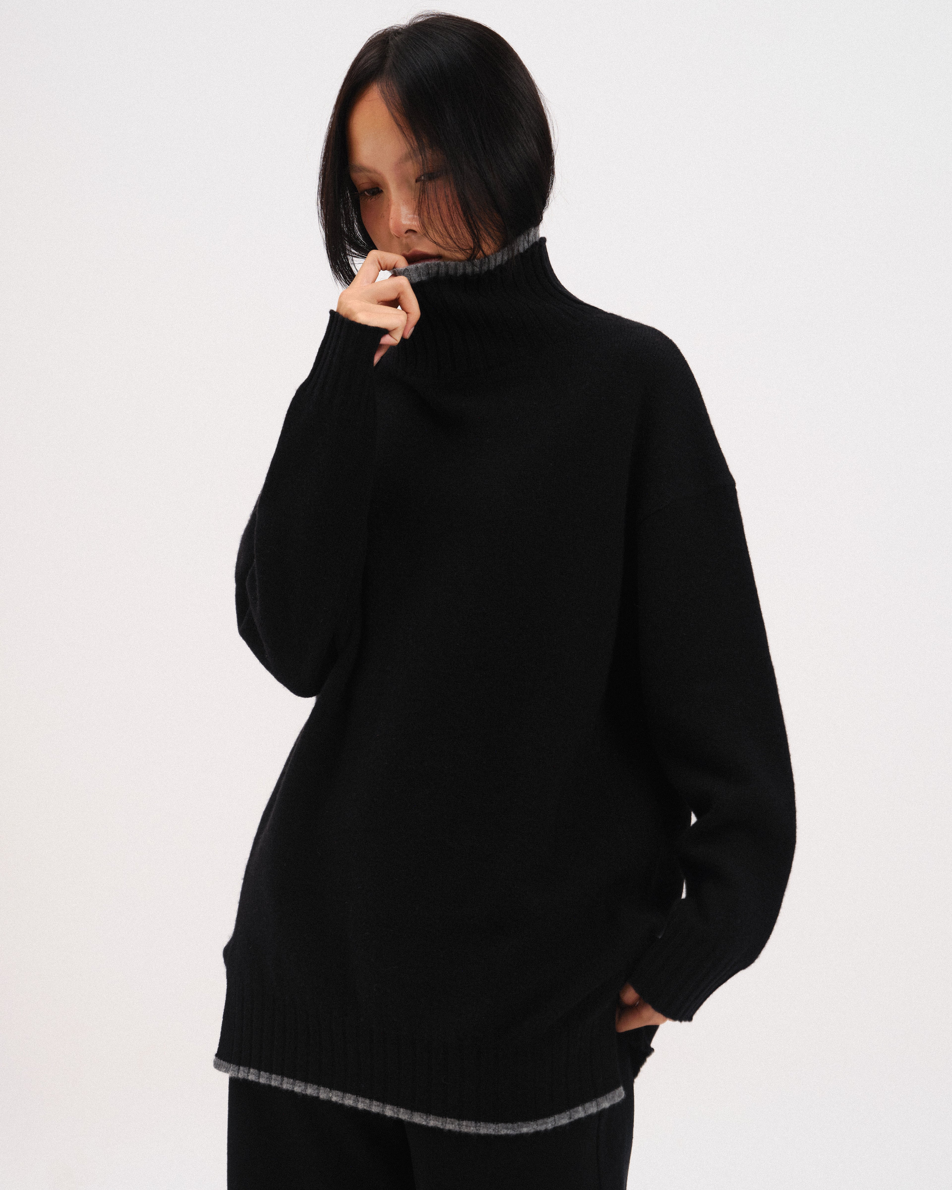 Rare Double-Turtle Neck Knit top