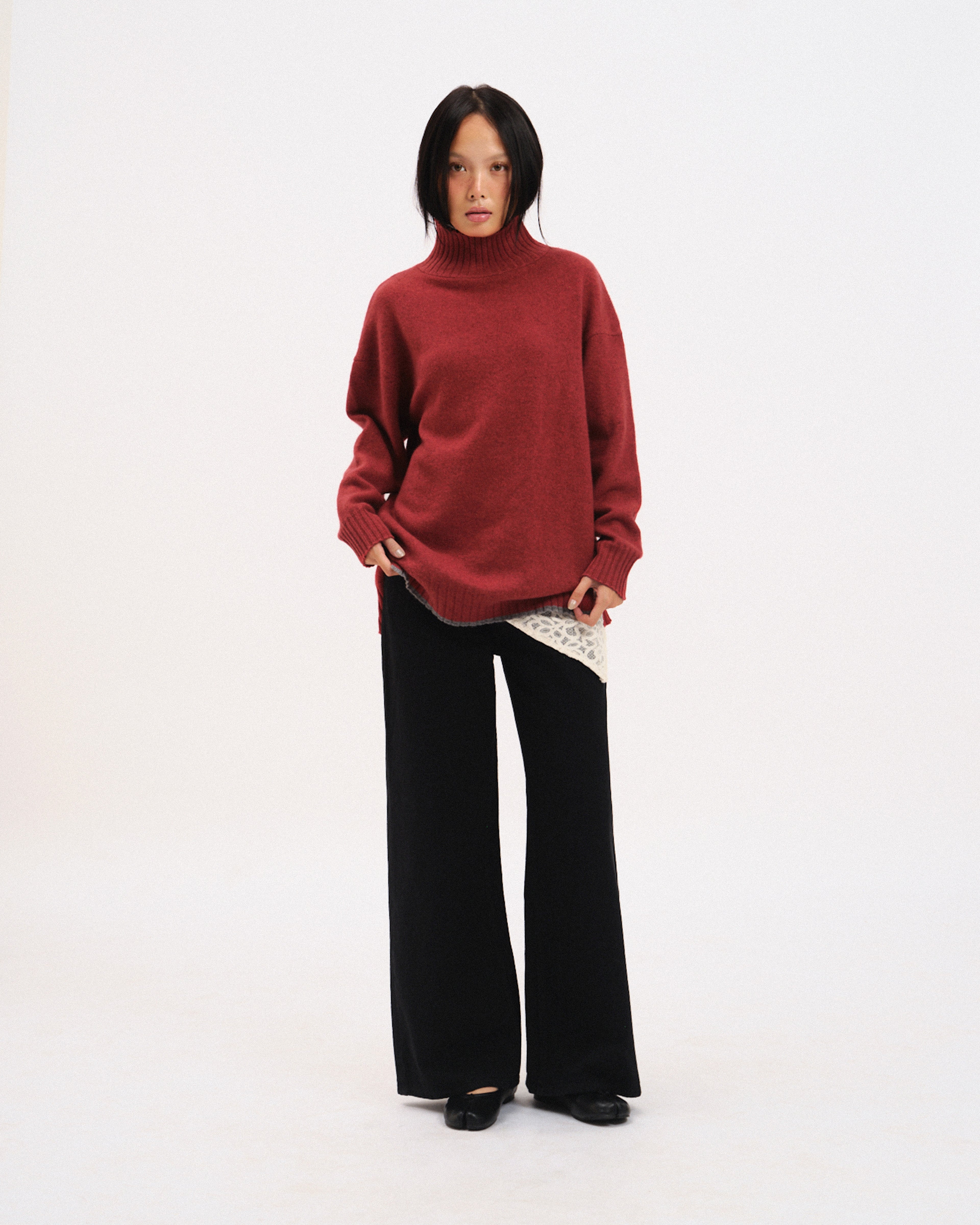 Rare Double-Turtle Neck Knit top